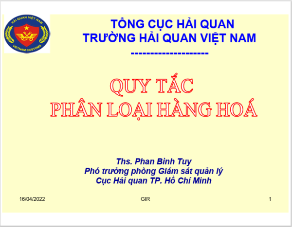 Bài giảng về quy tắc phân loại HS code